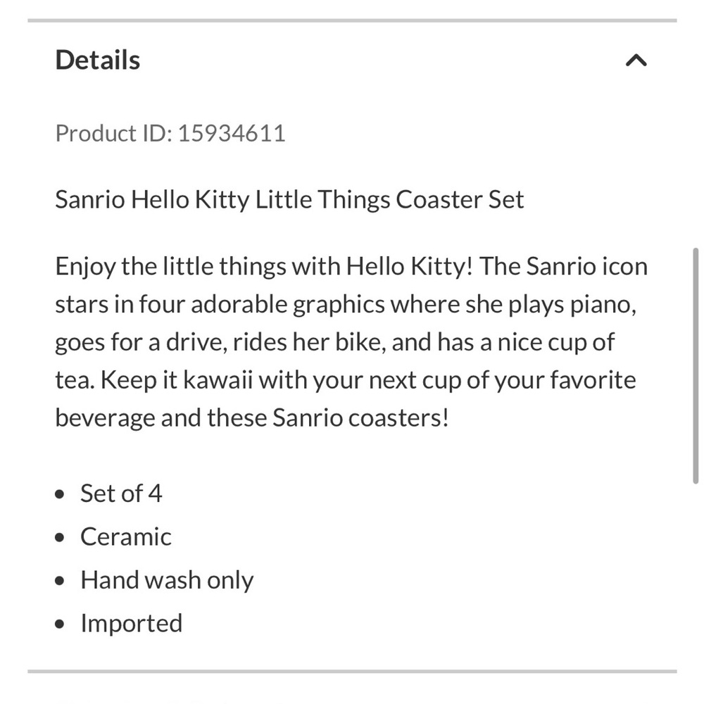 NIB Hello Kitty ceramic Coaster Set - Picture 4 of 8